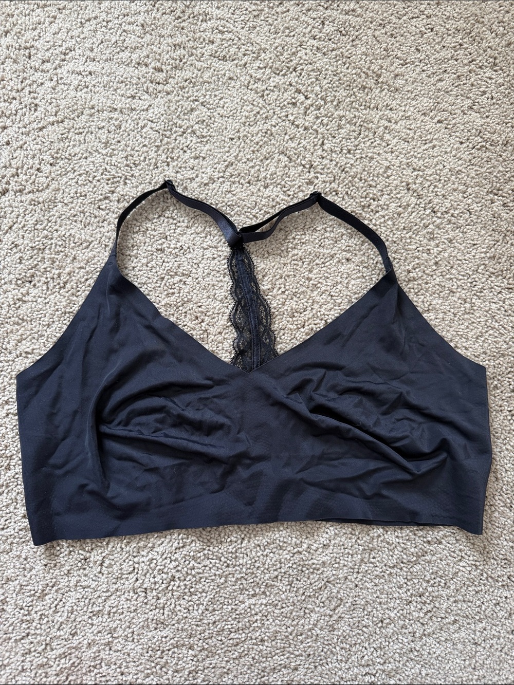 True & Co. | Black Lace-Back Bralette | XL